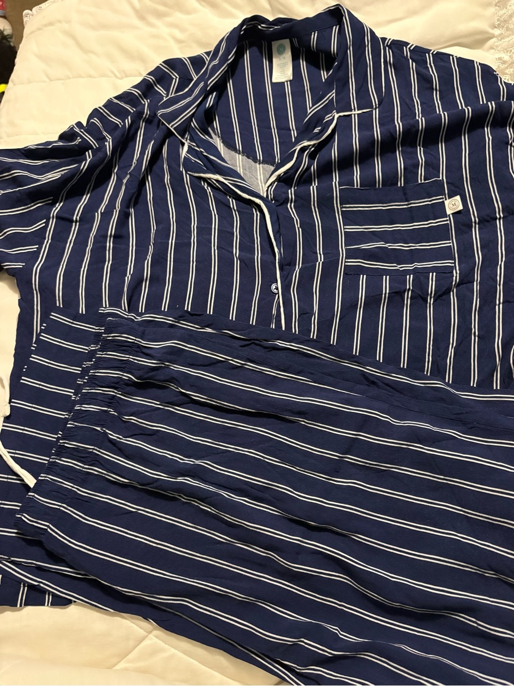 Martha Stewart Navy and White Striped Pajama Set